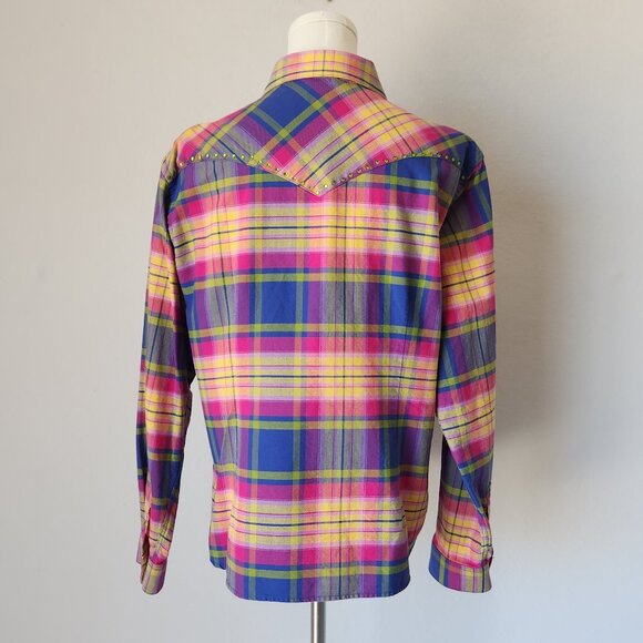 Panhandle Slim Rough Stock Jeweled Rhinestone Snap Western Shirt Plaid - Picture 7 of 10